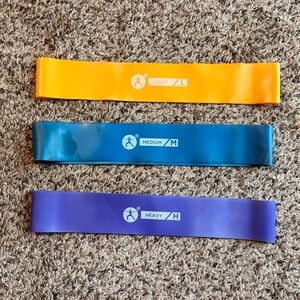 Set of Three Resistance Bands in Orange, Blue, and Purple
